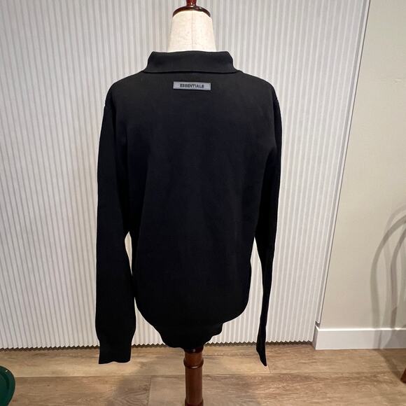 FEAR OF GOD ESSENTIAL Men's Long Sleeves Polo Shirt Size M In Black - Picture 2 of 8